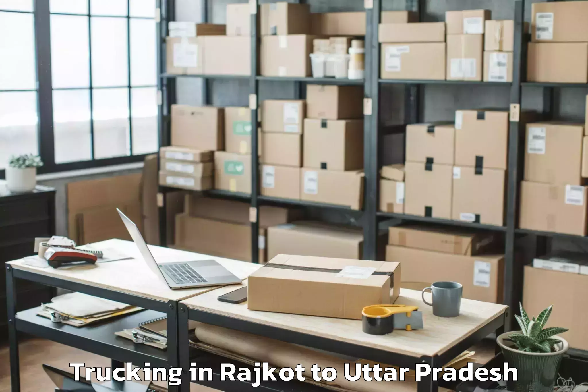 Book Rajkot to Js University Shikohabad Trucking